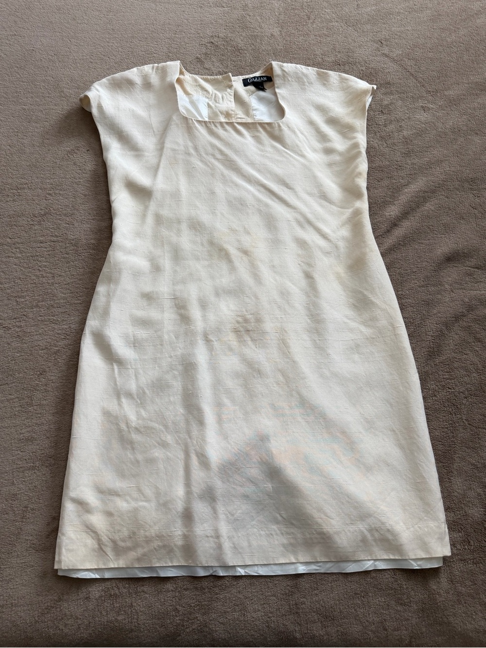 Cream Square-Neck Mini Dress Vintage